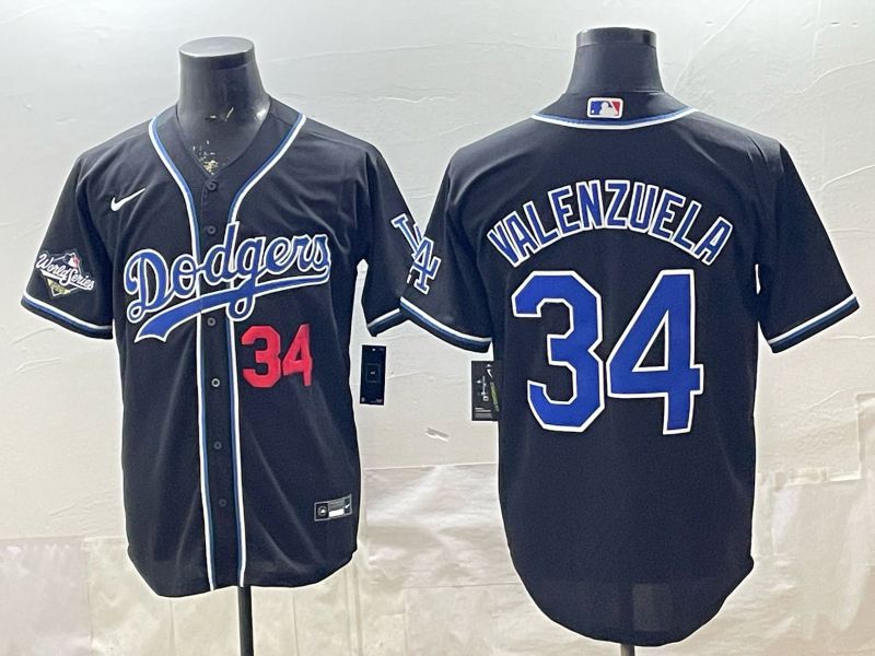 2026 Men Nike Los Angeles Dodgers #34 Valenzuela Black Game MLB Jersey 0012
